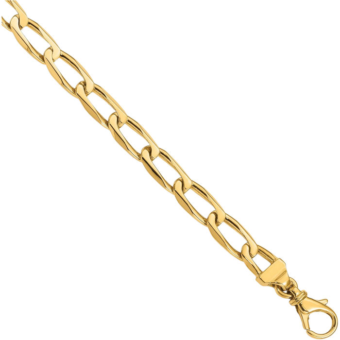 14K Solid Yellow Gold 6.5mm Link Chain Bracelet