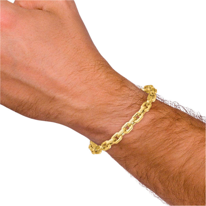 14K Solid Yellow Gold 6.5mm Link Chain Bracelet