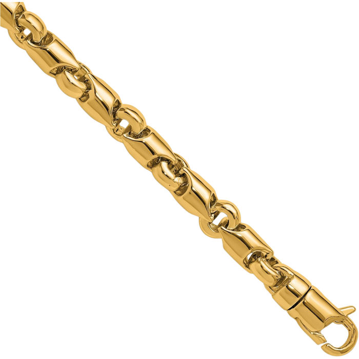 14K Solid Yellow Gold 6.5mm Link Chain Bracelet