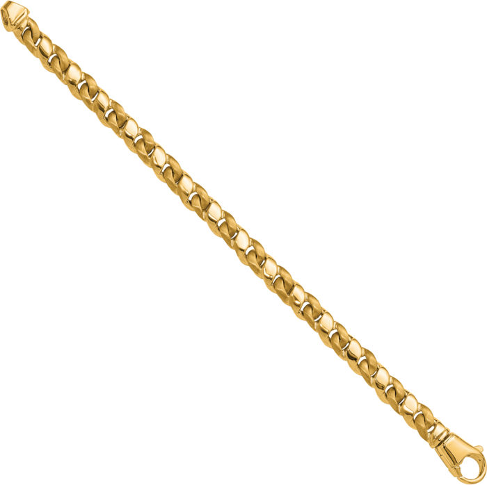 14K Solid Yellow Gold 6.5mm Link Chain Bracelet