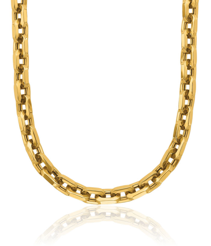 14K Solid Yellow Gold 6.5mm Link Chain Necklace