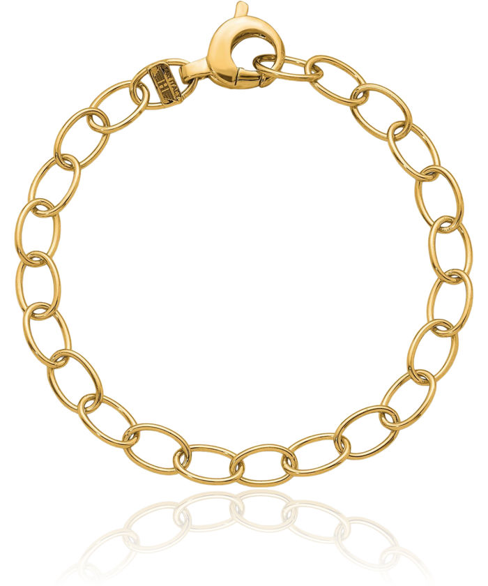 14K Solid Yellow Gold 6.5mm Oval Cable Rolo Link Chain Bracelet