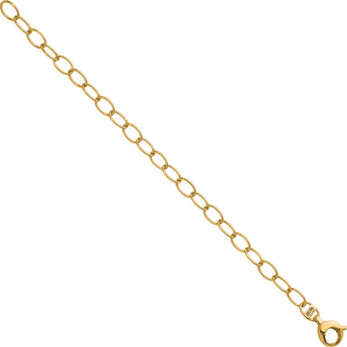 14K Solid Yellow Gold 6.5mm Oval Cable Rolo Link Chain Bracelet