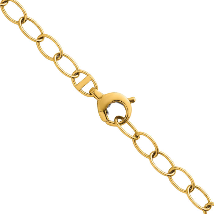 14K Solid Yellow Gold 6.5mm Oval Cable Rolo Link Chain Belcher Necklace