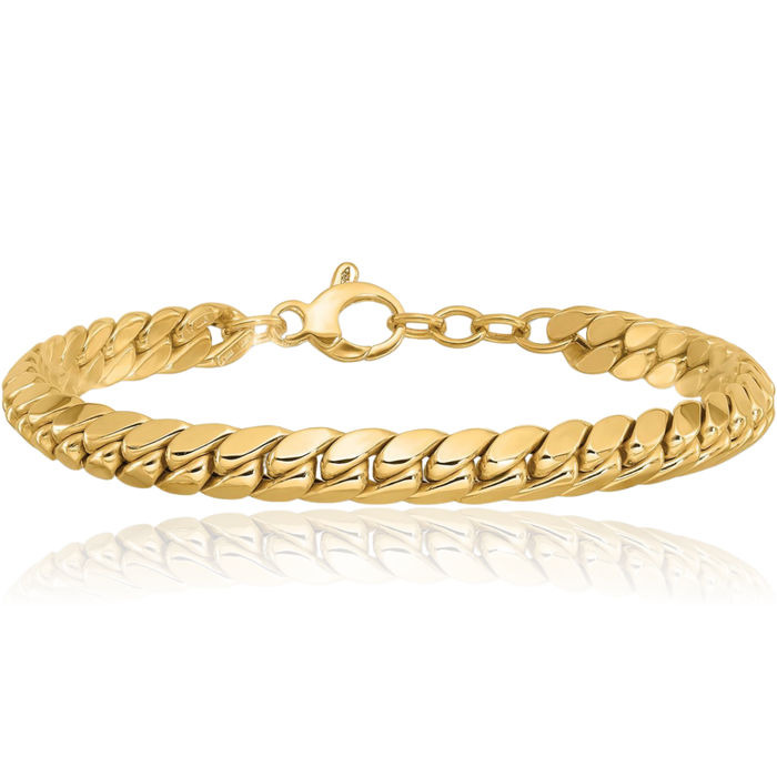 14K Solid Yellow Gold 6.75mm Chain Bracelet