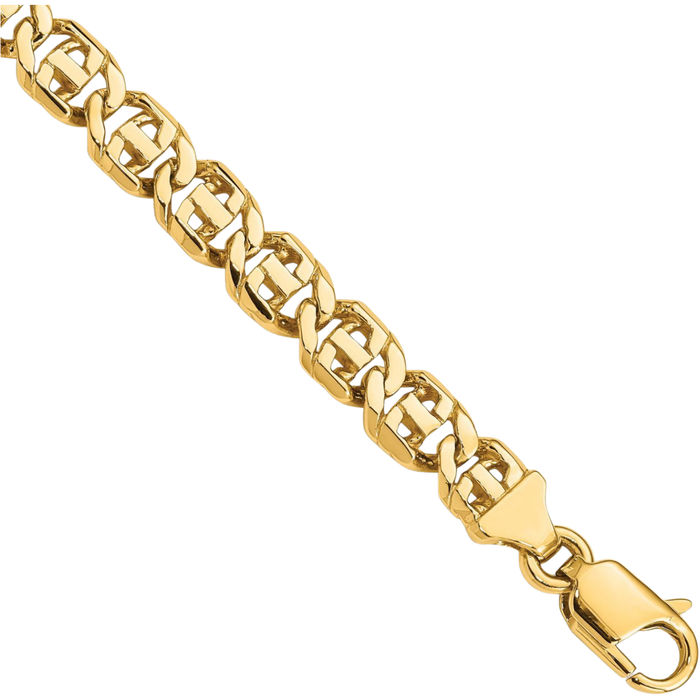 14K Solid Yellow Gold 6.75mm Link Chain Bracelet