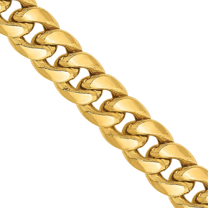 14K Solid Yellow Gold 6.75mm Miami Cuban Curb Link Chain Necklace