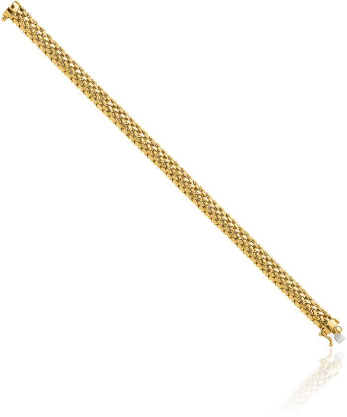 14K Solid Yellow Gold 6.75mm Popcorn Mesh Chain Bracelet