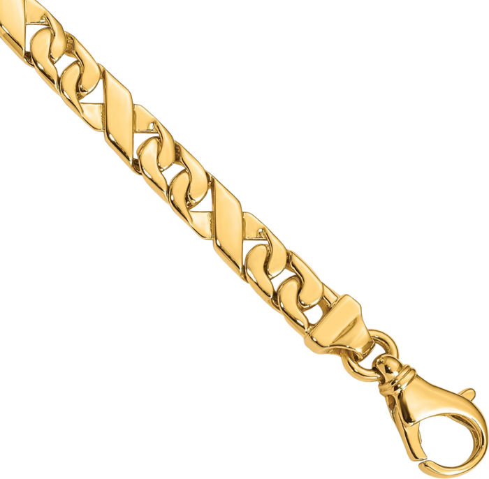 14K Solid Yellow Gold 6.7mm Link Chain Bracelet