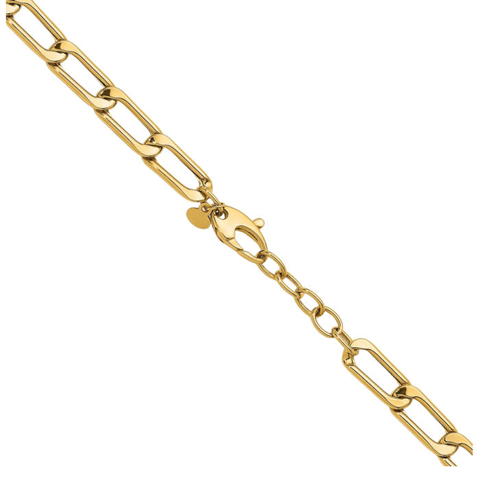 14K Solid Yellow Gold 6.8mm Enlongated Curb Link Chain Necklace