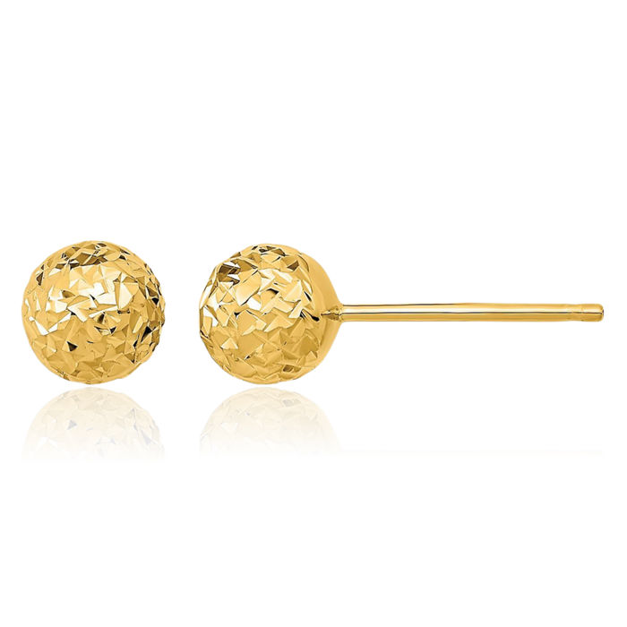 14K Solid Yellow Gold 6mm Ball Stud Earrings