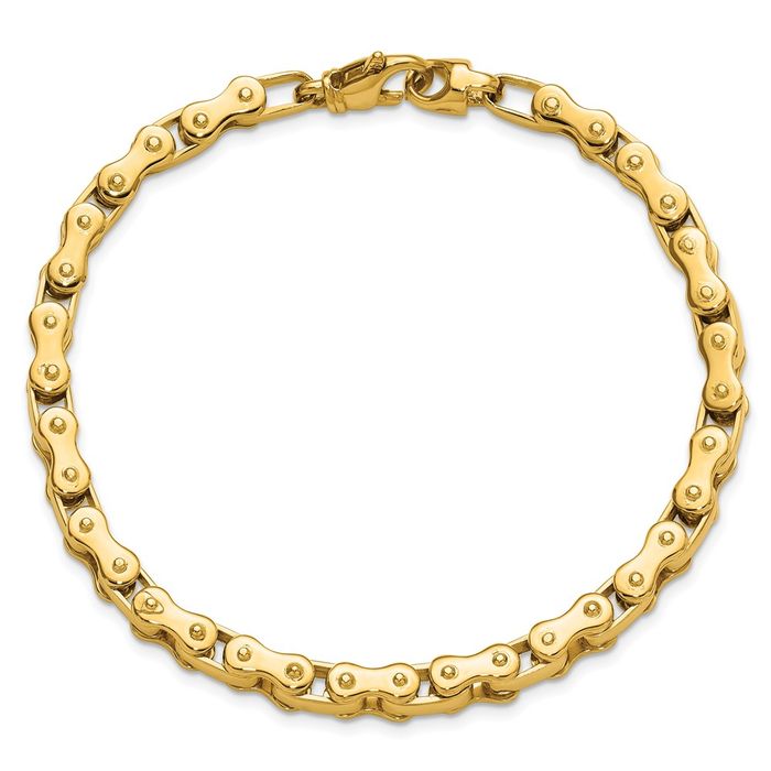 14K Solid Yellow Gold 6mm Bicycle Bike Link Chain Bracelet