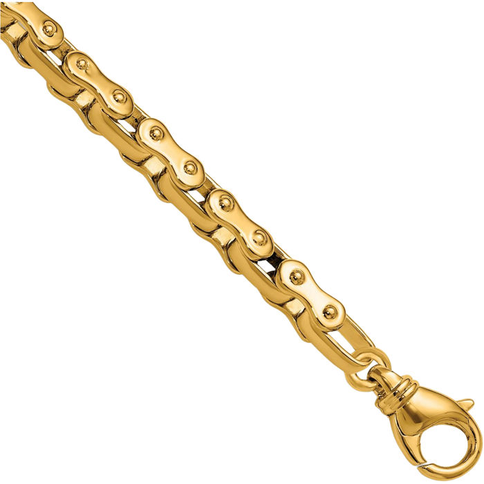 14K Solid Yellow Gold 6mm Bicycle Bike Link Chain Bracelet