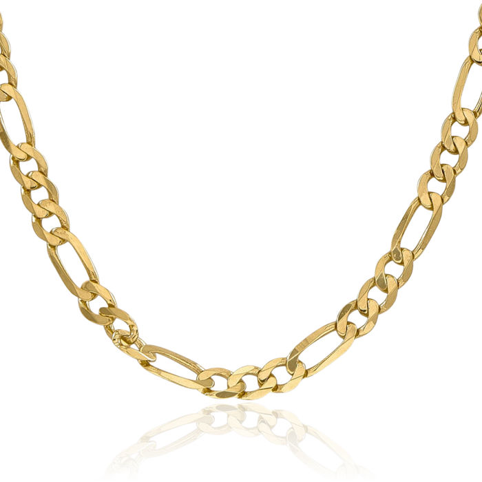 14K Solid Yellow Gold 6mm Figaro Link Chain Necklace