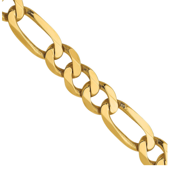 14K Solid Yellow Gold 6mm Figaro Link Chain Necklace