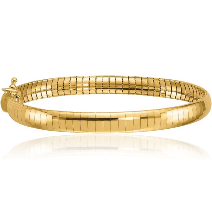 14K Solid Yellow Gold 6mm Cubetto Omega Snake Chain Bracelet