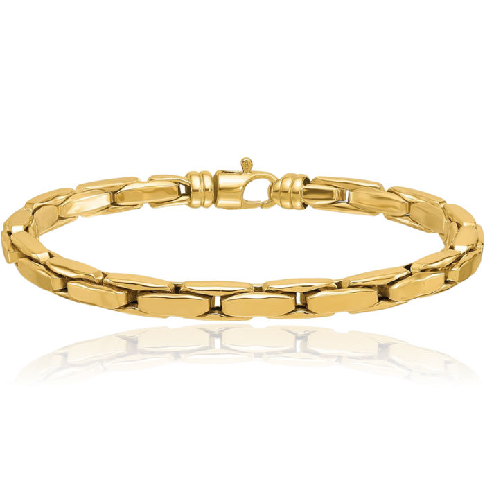 14K Solid Yellow Gold 6mm Link Chain Bracelet