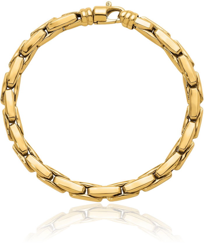 14K Solid Yellow Gold 6mm Link Chain Bracelet