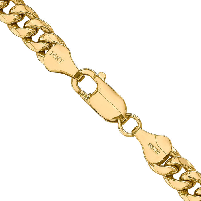 14K Solid Yellow Gold 6mm Miami Cuban Curb Link Chain Necklace