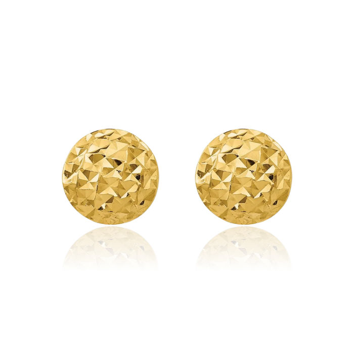 14K Solid Yellow Gold 6mm Circle Round Stud Earrings