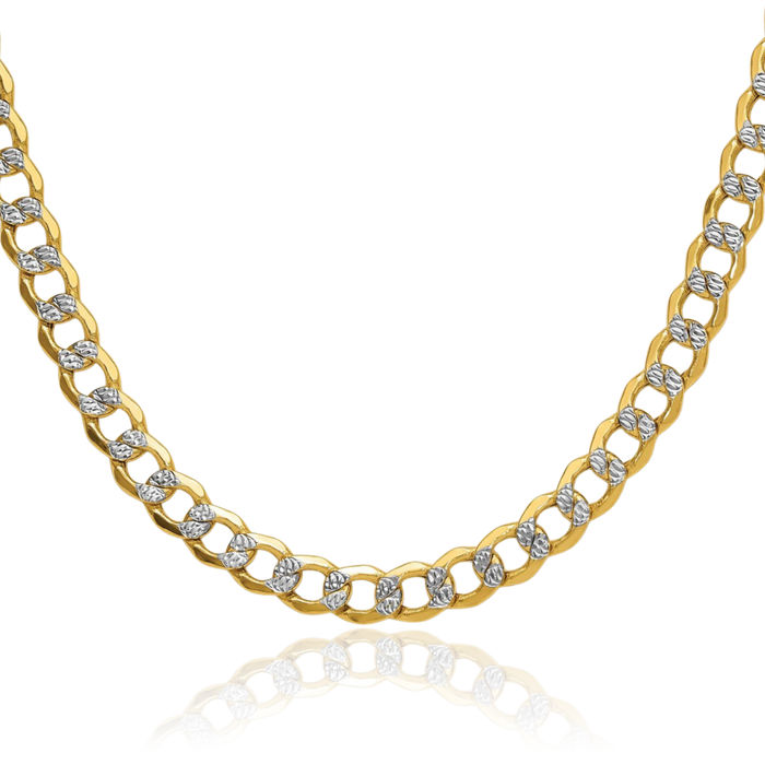 14K Solid Yellow Gold 7.1mm Curb Link Chain Necklace