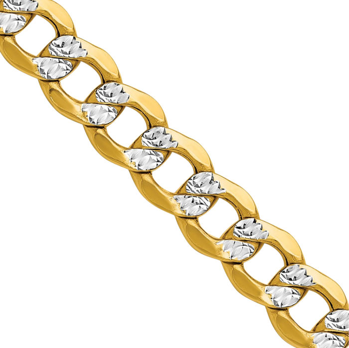 14K Solid Yellow Gold 7.1mm Curb Link Chain Necklace