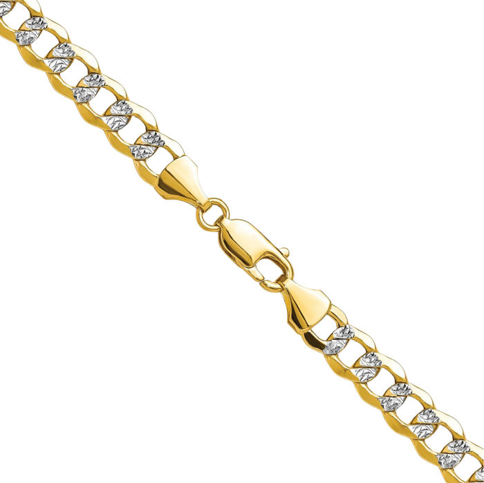 14K Solid Yellow Gold 7.1mm Curb Link Chain Necklace