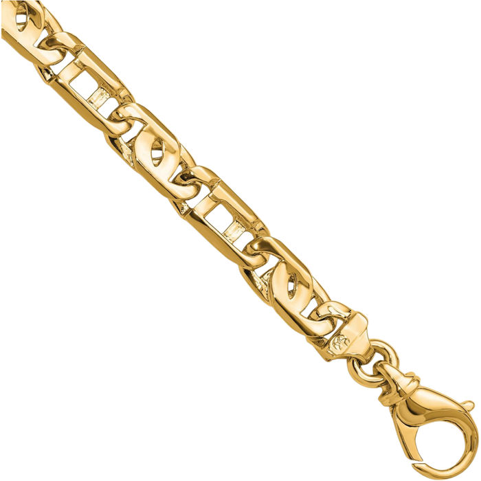 14K Solid Yellow Gold 7.1mm Link Chain Bracelet