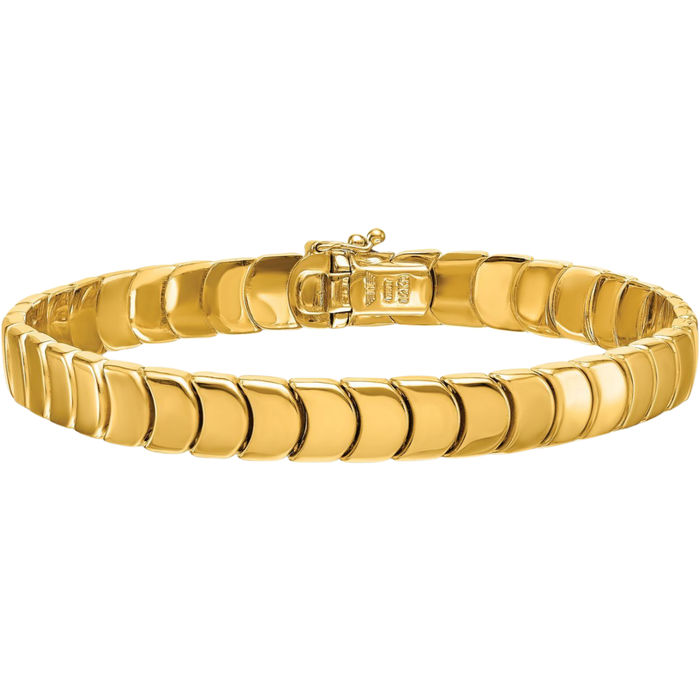 14K Solid Yellow Gold 7.75mm Link Chain Bracelet