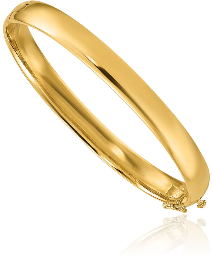 14K Solid Yellow Gold 7.8mm Bangle Bracelet