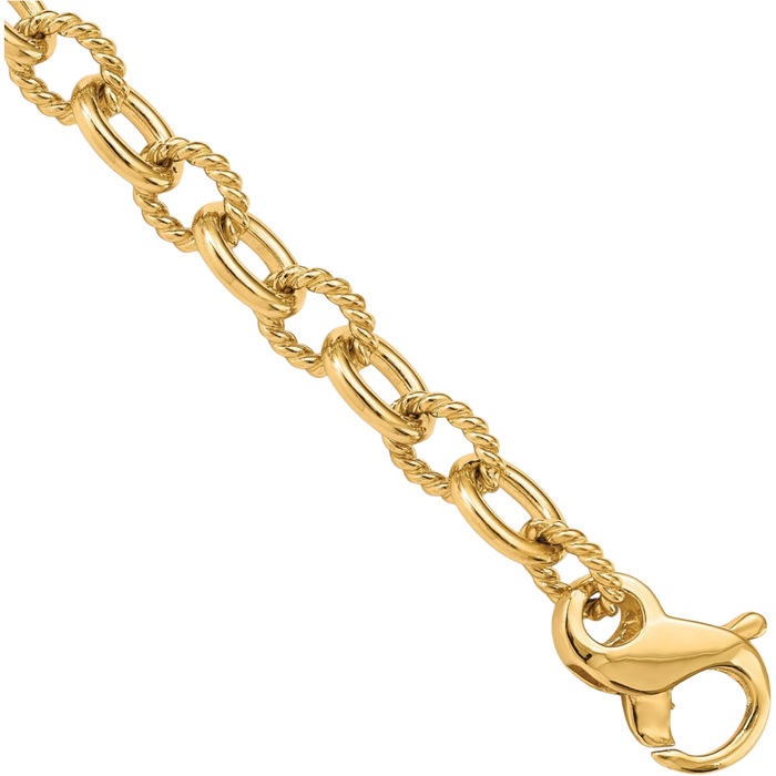 14K Solid Yellow Gold 7.8mm Link Chain Bracelet