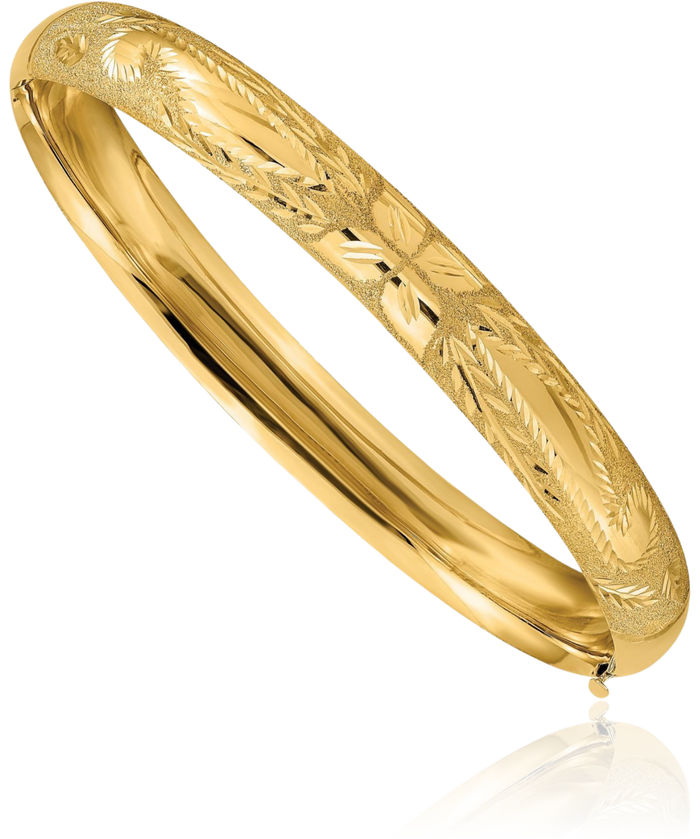 14K Solid Yellow Gold 7.90mm Bangle Bracelet