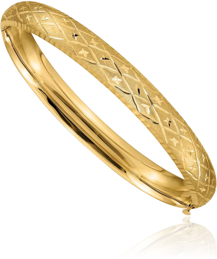 14K Solid Yellow Gold 7.90mm Bangle Bracelet