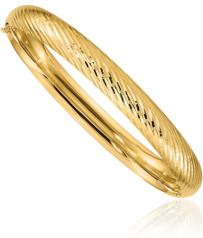 14K Solid Yellow Gold 7.90mm Bangle Bracelet