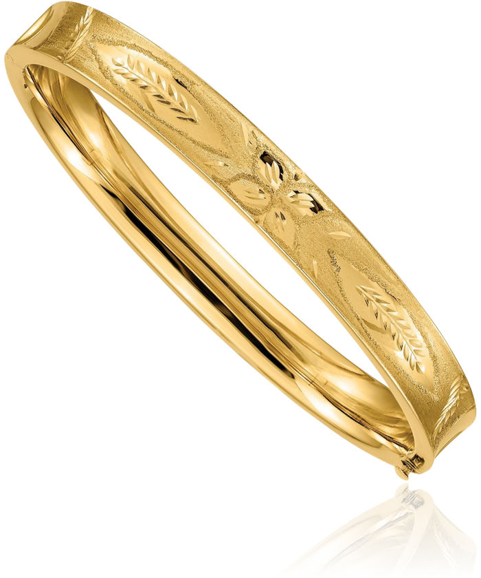 14K Solid Yellow Gold 7.90mm Concave Bangle Bracelet