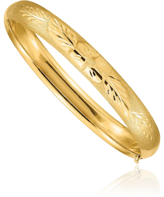 14K Solid Yellow Gold 7.90mm Florentine Bangle Bracelet