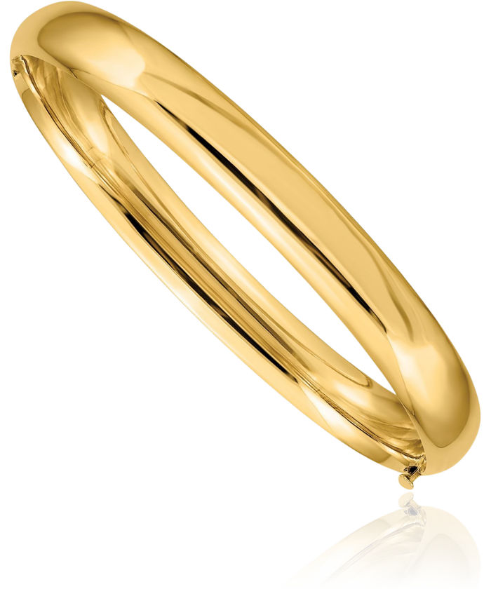 14K Solid Yellow Gold 7.90mm Oversize Bangle Bracelet