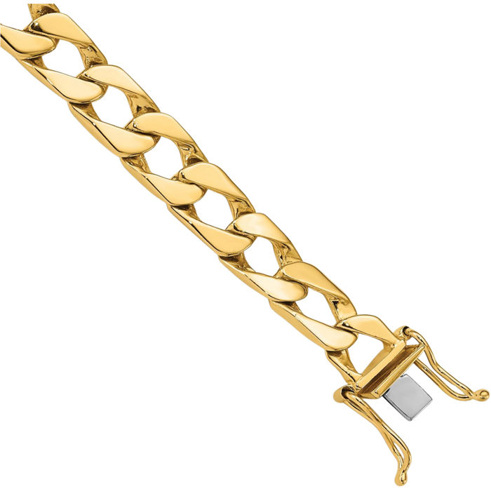 14K Solid Yellow Gold 7.9mm Box Curb Link Chain Bracelet