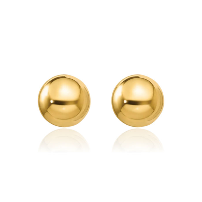 14K Solid Yellow Gold 7mm Ball Stud Earrings