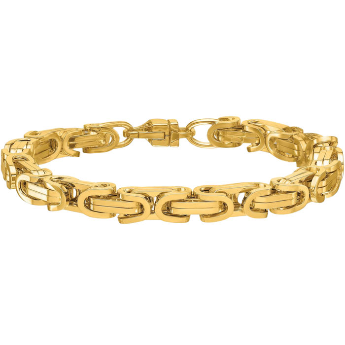 14K Solid Yellow Gold 7mm Byzantine Link Chain Bracelet