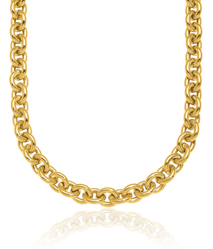 14K Solid Yellow Gold 7mm Cable Rolo Link Chain Belcher Necklace