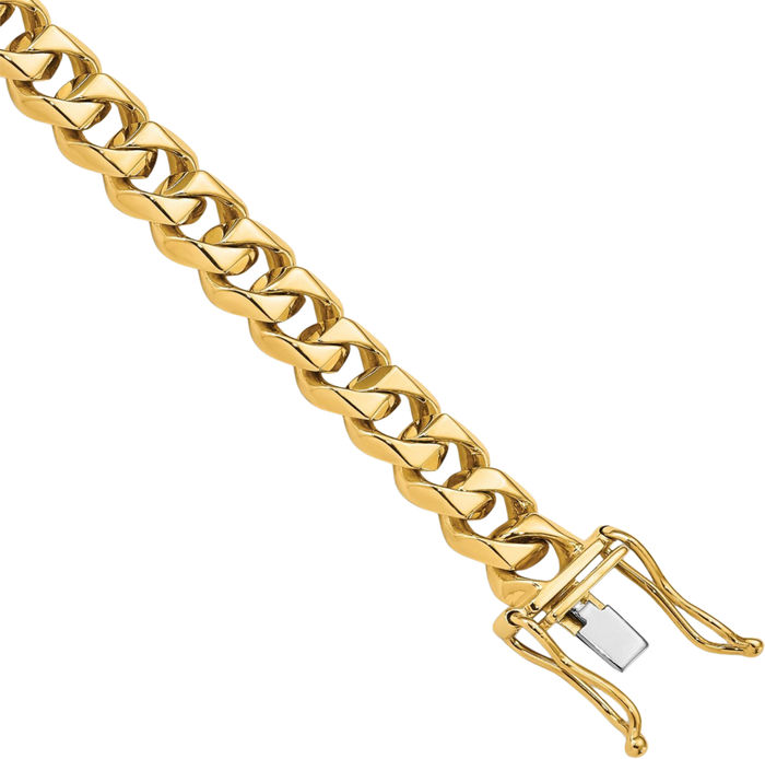 14K Solid Yellow Gold 7mm Classic Box Curb Link Chain Bracelet