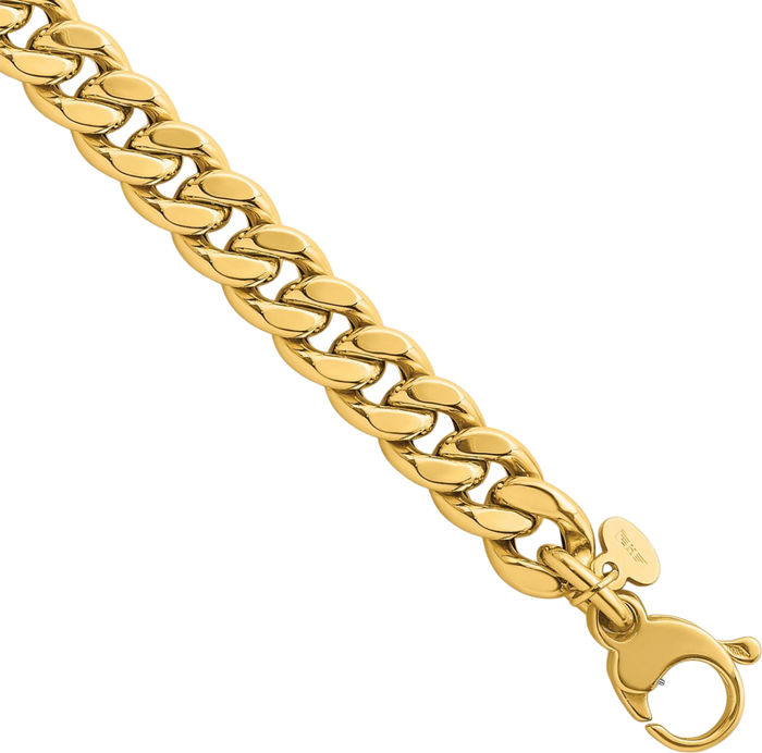 14K Solid Yellow Gold 7mm Curb Link Chain Bracelet