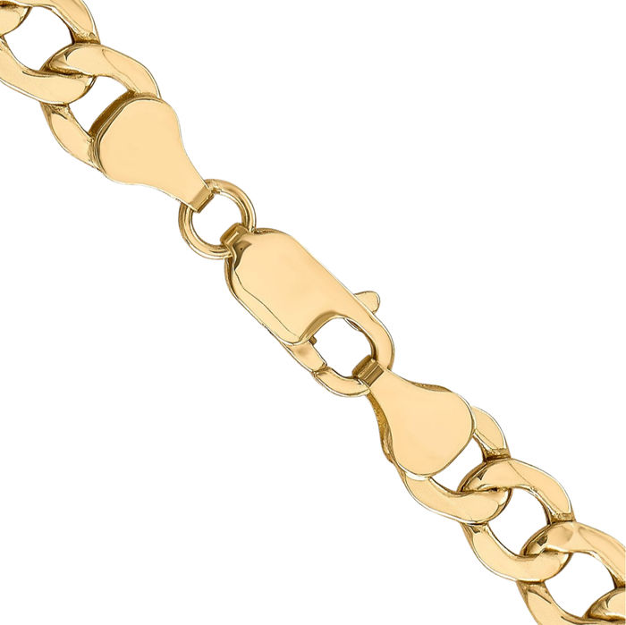 14K Solid Yellow Gold 7mm Curb Link Chain Necklace