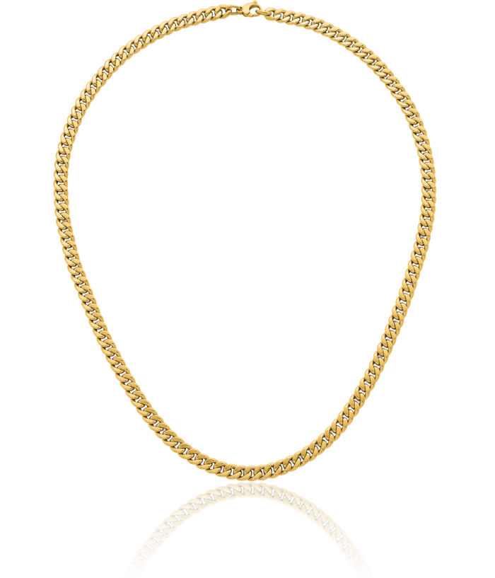 14K Solid Yellow Gold 7mm Curb Link Chain Necklace