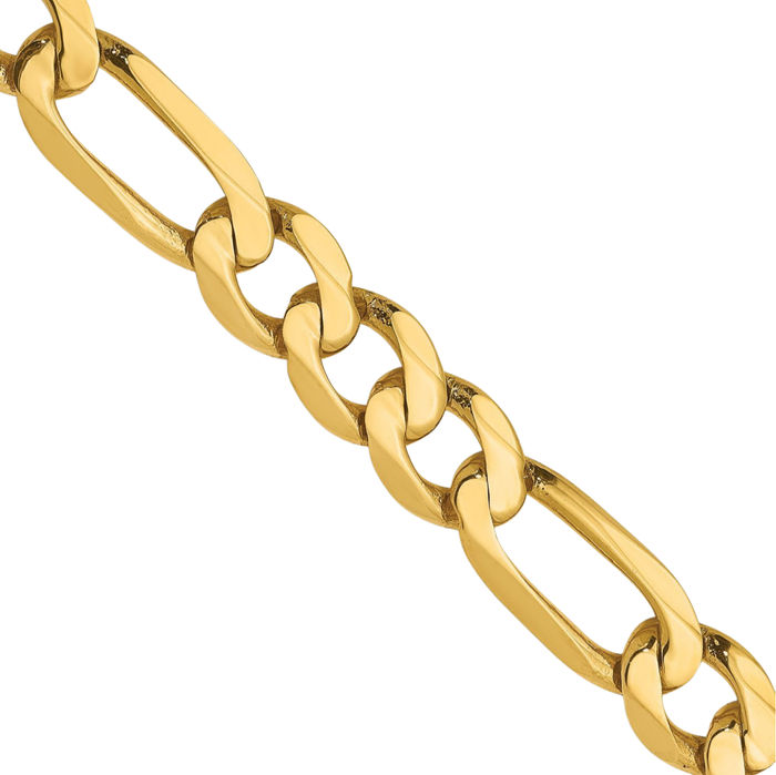 14K Solid Yellow Gold 7mm Figaro Link Chain Necklace