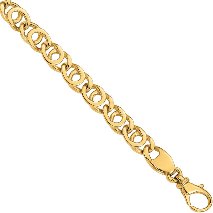 14K Solid Yellow Gold 7mm Link Chain Bracelet