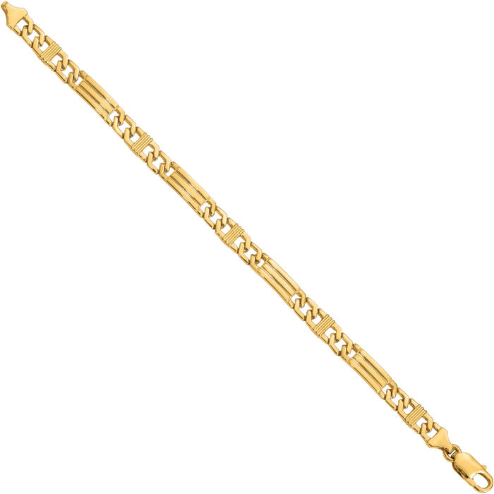 14K Solid Yellow Gold 7mm Link Chain Bracelet