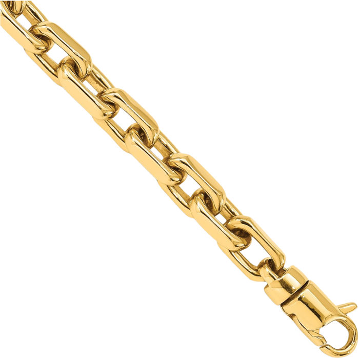 14K Solid Yellow Gold 7mm Link Chain Bracelet