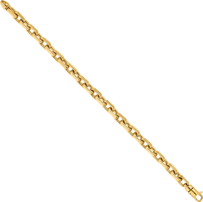 14K Solid Yellow Gold 7mm Link Chain Bracelet